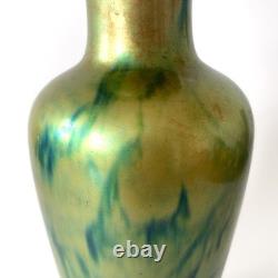 Large Iridescent Green Art Nouveau Vase Zsolnay Pécs Manufacture, 1900s