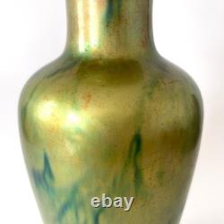 Large Iridescent Green Art Nouveau Vase Zsolnay Pécs Manufacture, 1900s