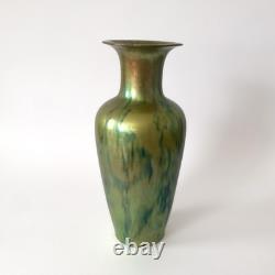 Large Iridescent Green Art Nouveau Vase Zsolnay Pécs Manufacture, 1900s