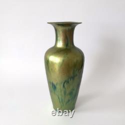 Large Iridescent Green Art Nouveau Vase Zsolnay Pécs Manufacture, 1900s