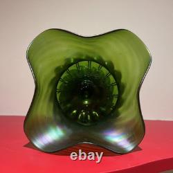 Large Kralik Glass Green Iridescent Art Nouveau Vase c1900
