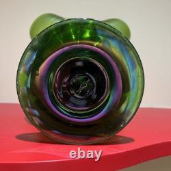 Large Kralik Glass Green Iridescent Art Nouveau Vase c1900