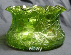 Large Kralik Iridescent Crackle Glass Bowl Art Nouveau