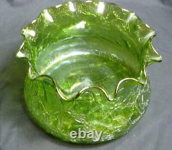 Large Kralik Iridescent Crackle Glass Bowl Art Nouveau