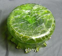 Large Kralik Iridescent Crackle Glass Bowl Art Nouveau