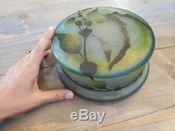 Large Lidded Trinket Daum Nancy France Art Nouveau Enameled Cameo Glass 6.5