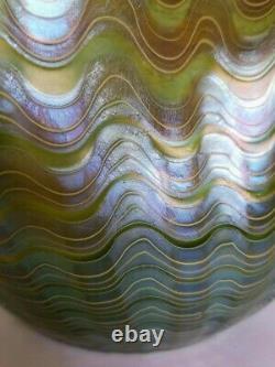 Large Loetz Art Glass Vase Decorated Waves