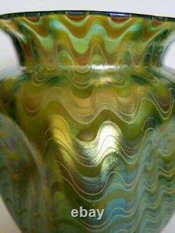 Large Loetz Art Glass Vase Decorated Waves