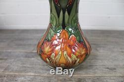 Large Moorcroft Green & Orange Art Nouveau Floral Design Double Gourd Vase