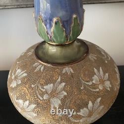 Large Royal Doulton Stoneware Slater's Floral Glazed Art Nouveau Vase 40cm