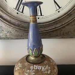 Large Royal Doulton Stoneware Slater's Floral Glazed Art Nouveau Vase 40cm