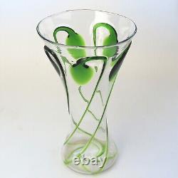 Large Stourbridge Art Nouveau Stuart Tadpole Liberty & Co glass Vase 31cm C. 1910