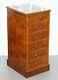Large Three Drawer Burr Walnut Filing Cabinet Green Leather Top Matching Desk