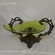 Large Vtg Art Nouveau Green Glass Pedestal Bowl Withloetz-style Metal Base 20x12