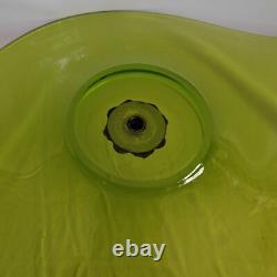 Large Vtg Art Nouveau Green Glass Pedestal Bowl withLoetz-Style Metal Base 20x12