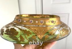 Large antique Art Nouveau Bohemian Moser fine hand gilded enamelled glass vase