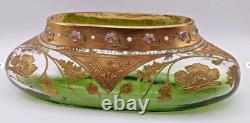 Large antique Art Nouveau Bohemian Moser fine hand gilded enamelled glass vase