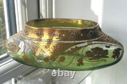 Large antique Art Nouveau Bohemian Moser fine hand gilded enamelled glass vase