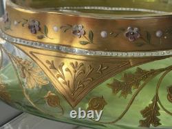 Large antique Art Nouveau Bohemian Moser fine hand gilded enamelled glass vase