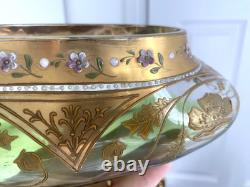 Large antique Art Nouveau Bohemian Moser fine hand gilded enamelled glass vase