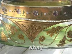Large antique Art Nouveau Bohemian Moser fine hand gilded enamelled glass vase