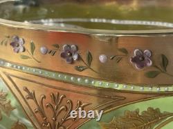Large antique Art Nouveau Bohemian Moser fine hand gilded enamelled glass vase