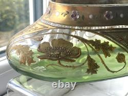 Large antique Art Nouveau Bohemian Moser fine hand gilded enamelled glass vase