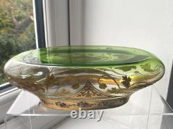 Large antique Art Nouveau Bohemian Moser fine hand gilded enamelled glass vase