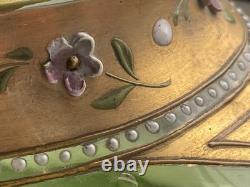 Large antique Art Nouveau Bohemian Moser fine hand gilded enamelled glass vase