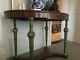 Late 19thc Empire Style Oval Console Or Centre Table Jade Green And Gilded Legs