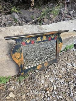 Late 19th-century Art Nouveau Wall Mirror Pokerwork Frame Floral & Berries