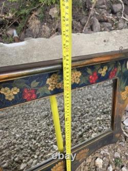 Late 19th-century Art Nouveau Wall Mirror Pokerwork Frame Floral & Berries