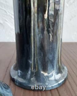 Late 19th century Art Nouveau vases pair Royal Doulton style Blues Green