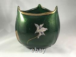 Legras Art Nouveau Art Glass Aventurine Vase Mont Joye Bohemian interest pontil