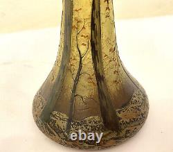 Legras Art Nouveau Art Nouveau Vase Cameo Glass Green Blue Etch Etched 1905