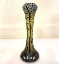 Legras Art Nouveau Art Nouveau Vase Cameo Glass Green Blue Etched 1905