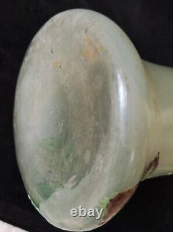 Legras Art Nouveau'Belgrade' Shape Ivy Leaf & Flowers Enamelled Glass Vase