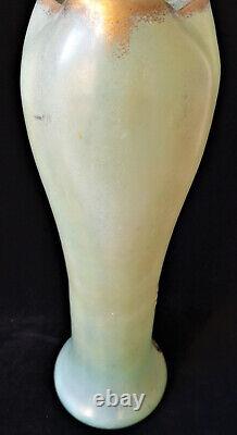 Legras Art Nouveau'Belgrade' Shape Ivy Leaf & Flowers Enamelled Glass Vase