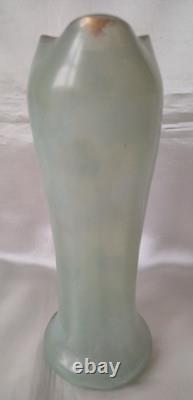 Legras Art Nouveau'Belgrade' Shape Ivy Leaf & Flowers Enamelled Glass Vase. 1