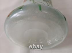 Legras Art Nouveau'Belgrade' Shape Ivy Leaf & Flowers Enamelled Glass Vase. 1