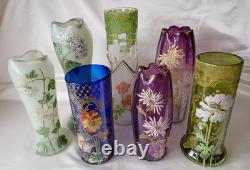 Legras Art Nouveau'Belgrade' Shape Ivy Leaf & Flowers Enamelled Glass Vase. 1