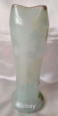 Legras Art Nouveau'Belgrade' Shape Ivy Leaf & Flowers Enamelled Glass Vase. 2