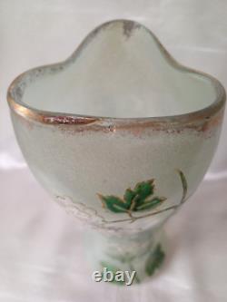 Legras Art Nouveau'Belgrade' Shape Ivy Leaf & Flowers Enamelled Glass Vase. 2