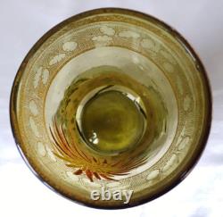 Legras Art Nouveau Chrysanthemum Enamelled Green'Marignan' Glass Vase. C1900 2