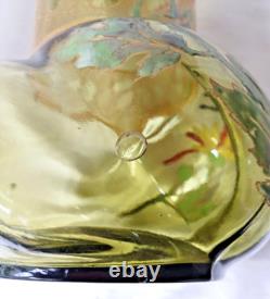 Legras Art Nouveau Chrysanthemum Enamelled Green'Marignan' Glass Vase. C1900 2