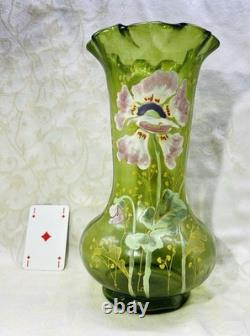 Legras Enamelled Glass Vase Emaille Fleurs Pavot Anemones Art Nouveau Jugendstil