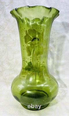 Legras Enamelled Glass Vase Emaille Fleurs Pavot Anemones Art Nouveau Jugendstil