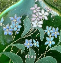 Legras Enamelled Glass Vase Flowers Art Nouveau Jugendstil 19Th Century