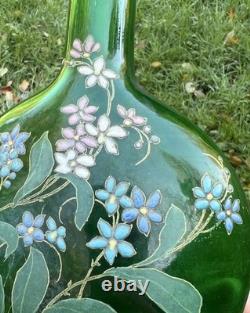 Legras Enamelled Glass Vase Flowers Art Nouveau Jugendstil 19Th Century