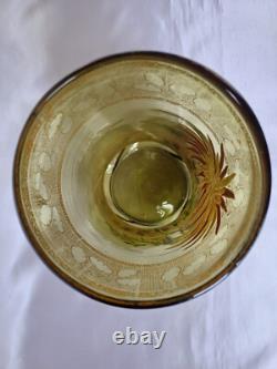 Legras'Marignan' Art Nouveau Chrysanthemum Enamelled Green Glass Vase. C1900 1